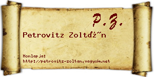 Petrovitz Zoltán névjegykártya